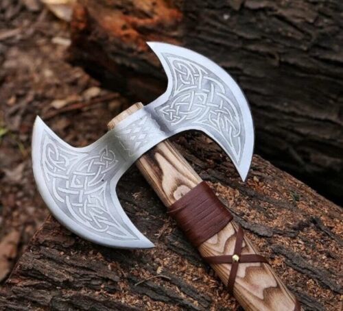 Double Headed Hand Forged Steel Viking Axe Battle Axe Double Blade Viking Axe