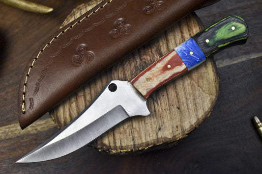 9" Forged Skinner Knife | 440C Steel Blade & Mixed Handle | Heritage Forge Hunting Knife