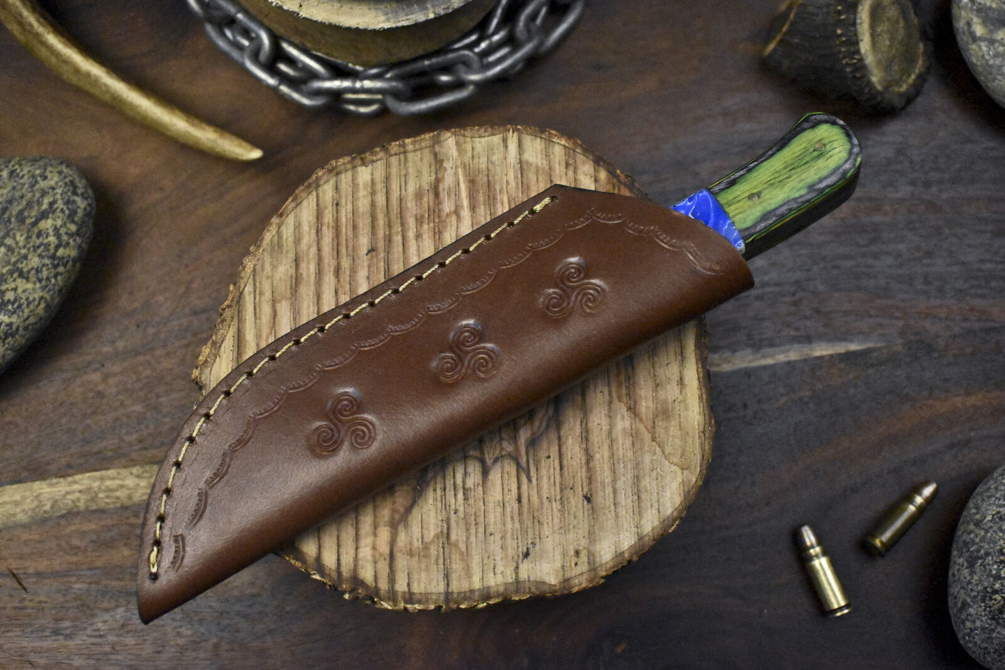 9" Forged Skinner Knife | 440C Steel Blade & Mixed Handle | Heritage Forge Hunting Knife