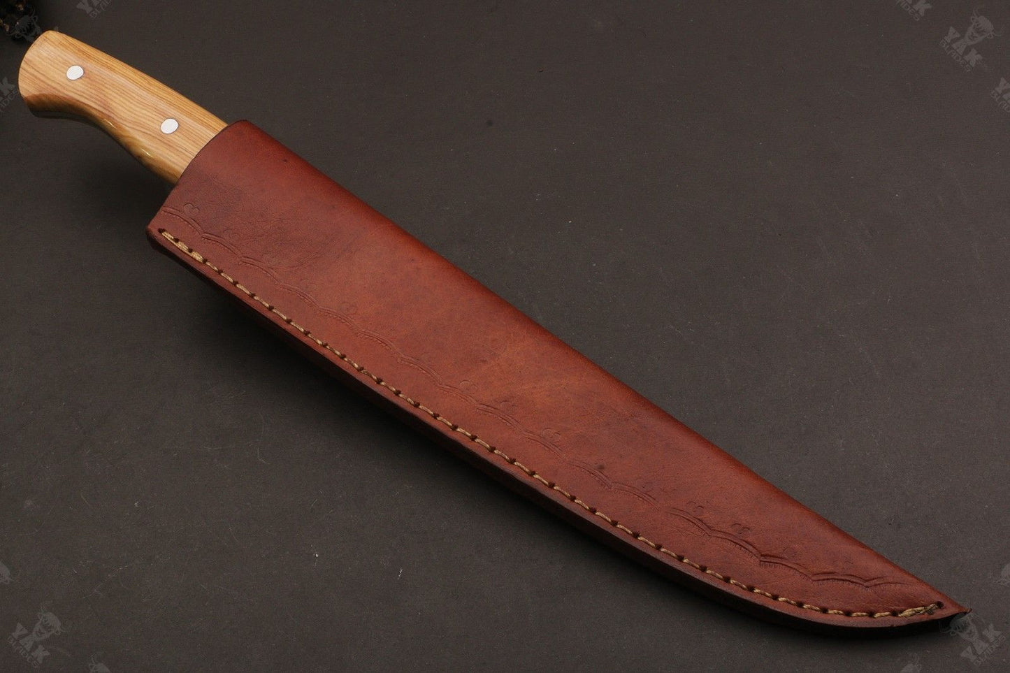 14" Custom Handmade Damascus Fillet Knife Fire Damascus Steel Fillet Knife W/Sheath