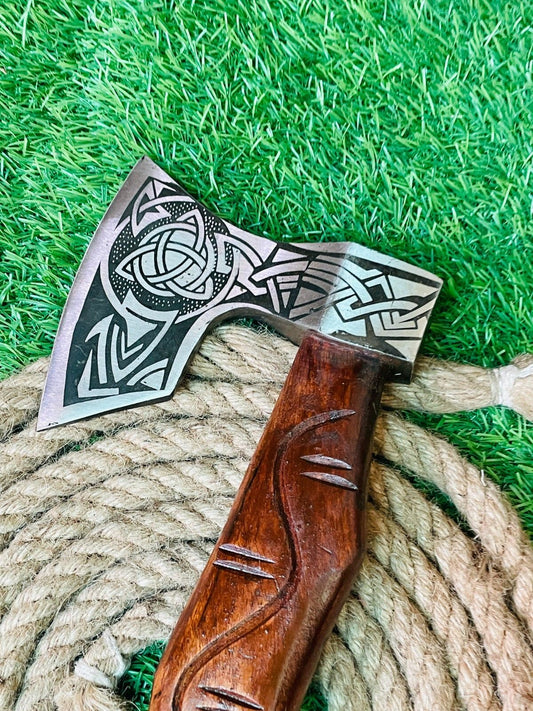 Handmade Forged Steel Viking Bearded Camping Hatchet Tomahawk Axe