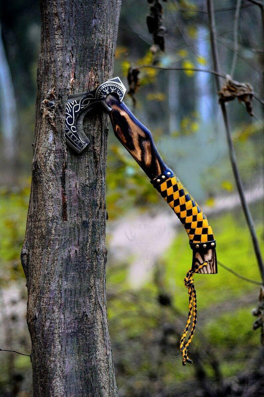 Custom Handmade Carbon Steel Viking Hatchet – Tomahawk & Hunting Axe 18"