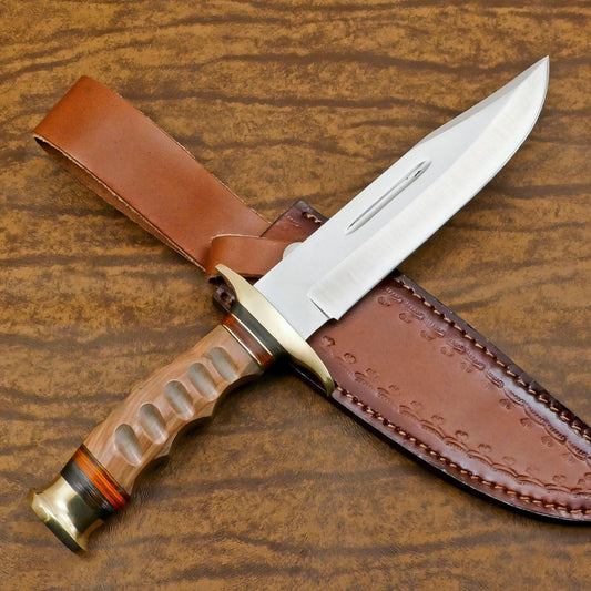 Custom Handmade 12 Inch D2 Steel Blade Hunting Bowie Camping Knife – Full Tang Outdoor Survival Knife