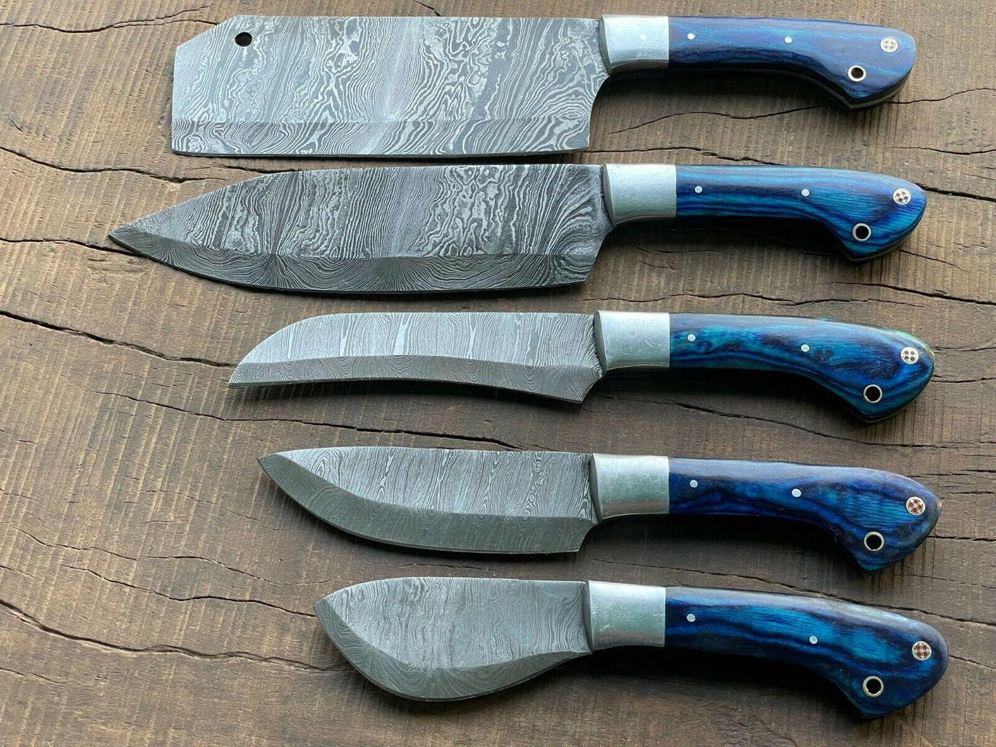 EVEREST HUNT 5 PCS Handmade Damascus Steel Chef Knife Set – Kitchen & Meat Knives
