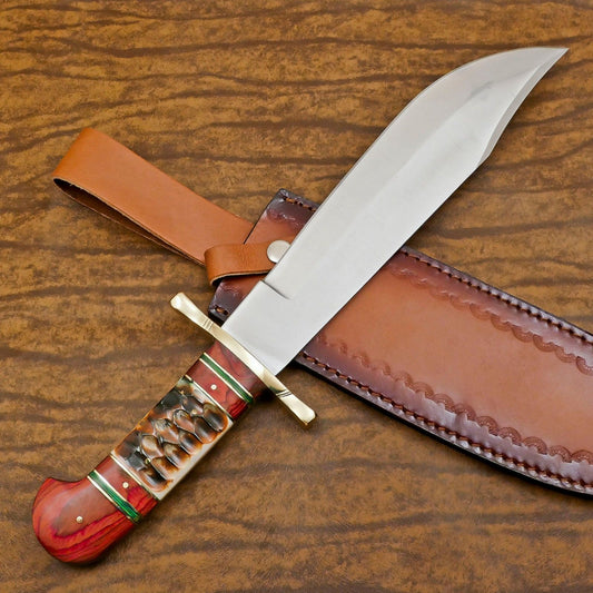 Custom Handmade 13 Inch D2 Steel Blade Hunting Bowie Camping Knife – Full Tang Outdoor Survival Knife