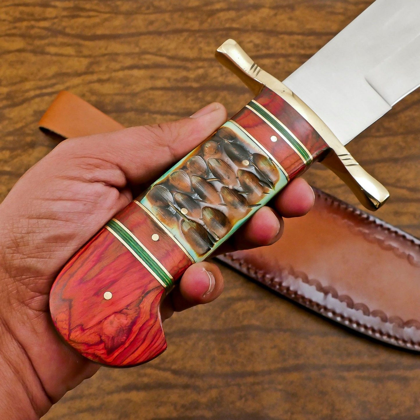 Custom Handmade 13 Inch D2 Steel Blade Hunting Bowie Camping Knife – Full Tang Outdoor Survival Knife