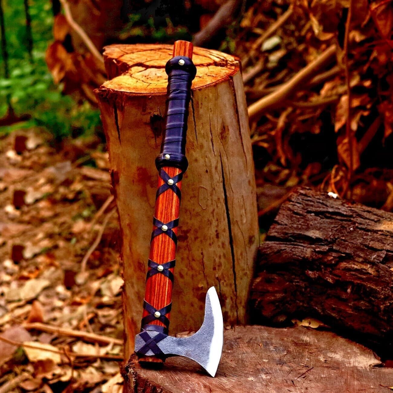 Axe of Ragnar Lothbrok Hand Forged Viking Axe High Carbon Steel Hunting Hatchet with Rosewood Handle