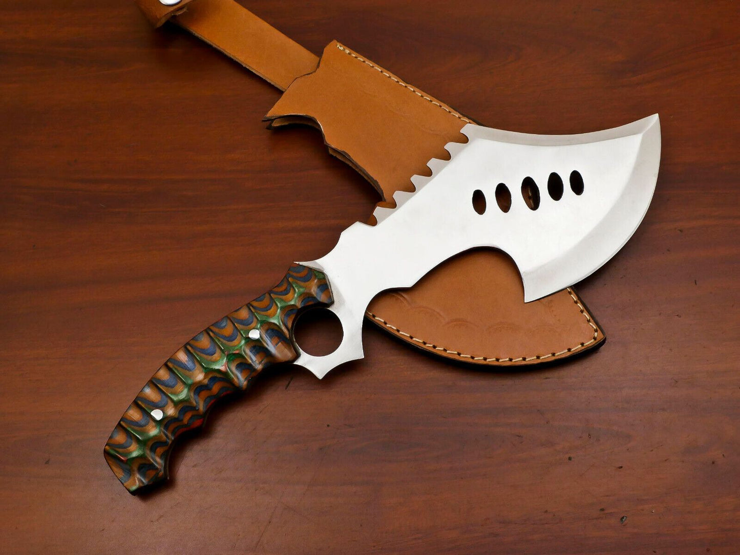 Handmade 12 Inch Full Tang Chopper Bowie Knife – D2 Steel with Custom Pakka Wood Handle