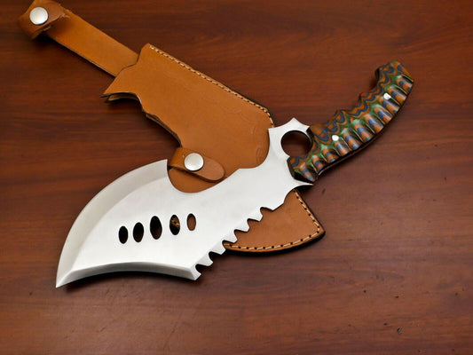 Handmade 12 Inch Full Tang Chopper Bowie Knife – D2 Steel with Custom Pakka Wood Handle