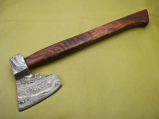 Hand Forged Damascus Tomahawk Axe | Integral Hatchet Knife With Walnut Wood Handle
