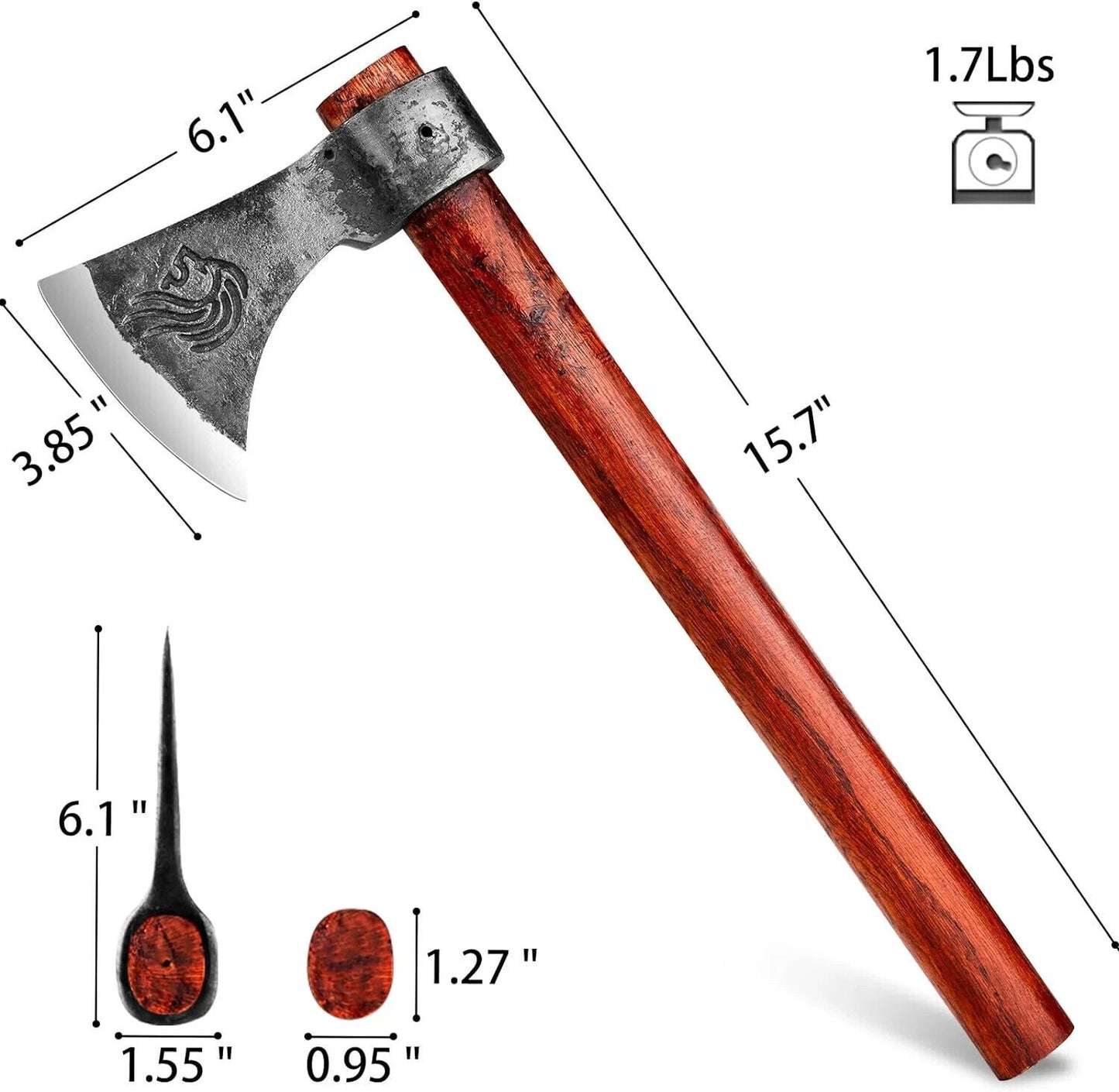 Wooden Handle High Carbon Steel Viking Tomahawk Throwing Axe 18"