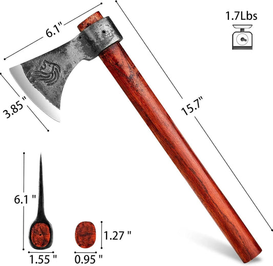 Wooden Handle High Carbon Steel Viking Tomahawk Throwing Axe 18"