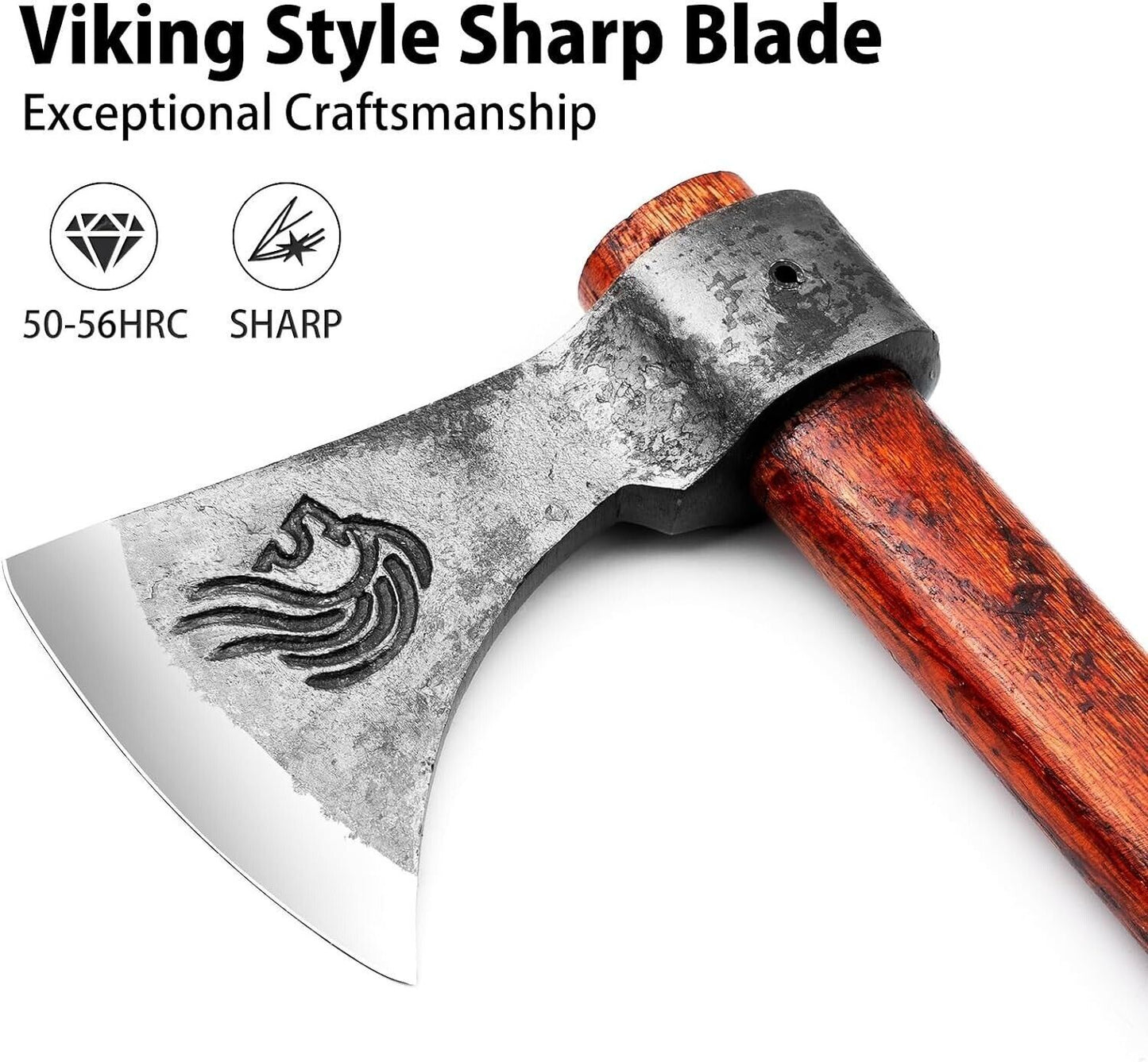 Wooden Handle High Carbon Steel Viking Tomahawk Throwing Axe 18"