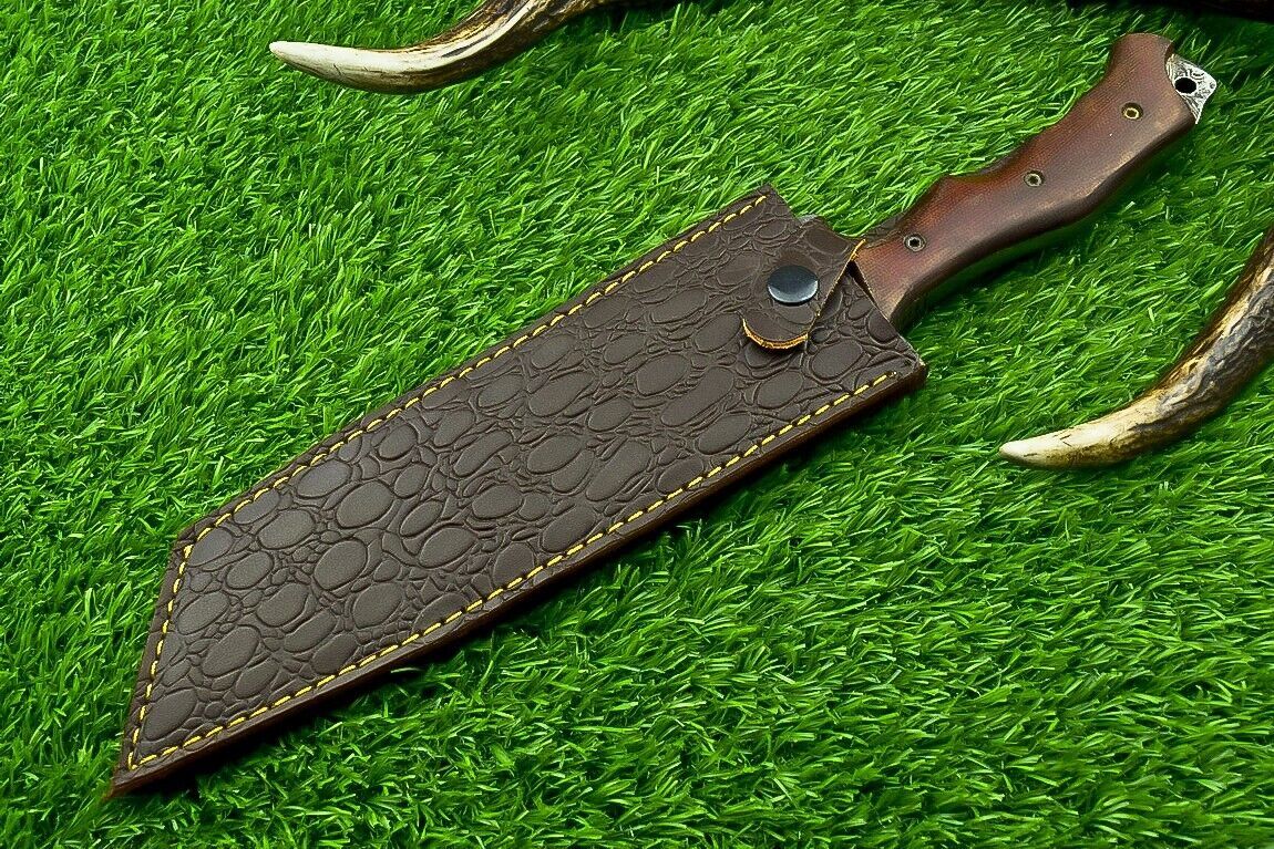 12 Inch Damascus Steel Bowie Tracker Knife with Micarta Handle