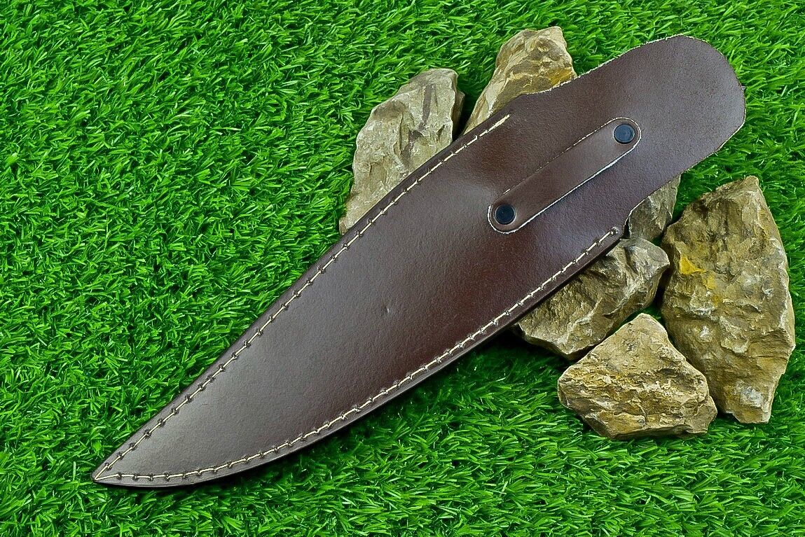 Heritage Forge 13 Inch Handmade Damascus Steel Bowie Knife with Stag and Buffalo Horn Handle