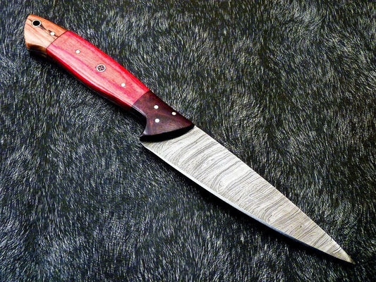 Handmade Damascus Nakiri Chef Knife with Hardwood Handle