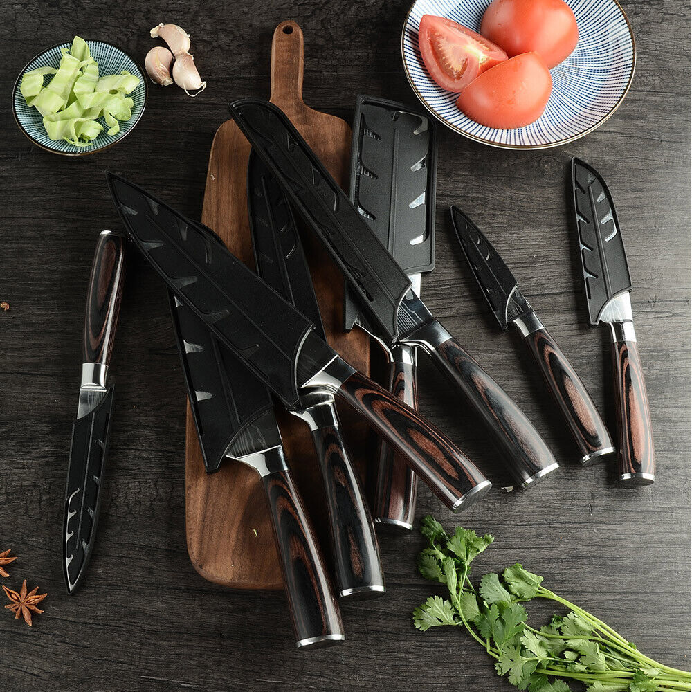 3-Piece Japanese Damascus Pattern Stainless Steel Kitchen Chef Knife Set