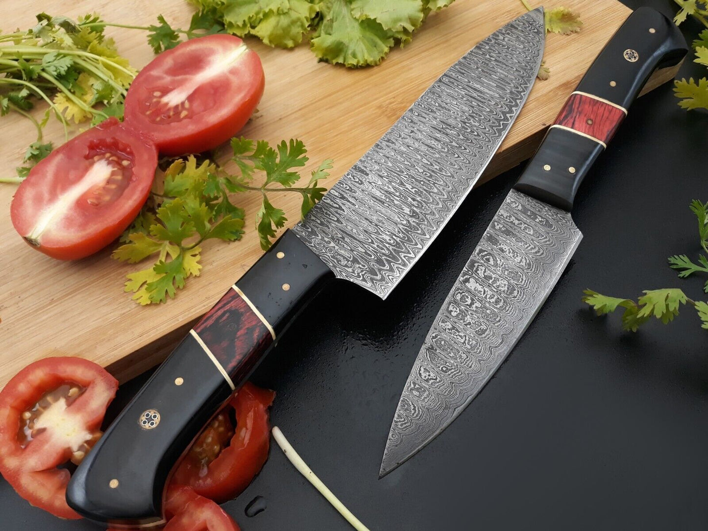 Custom Forged Damascus Steel Chef Knife Kitchen Knife Set with Sheath