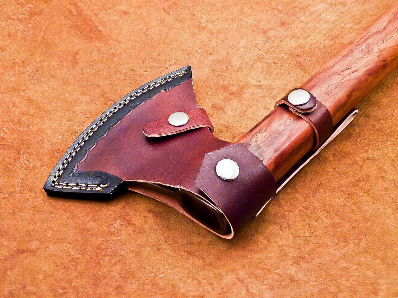 Hand Forged Carbon Steel Viking Bearded Axe 16" Hatchet Tomahawk with Wood Handle and Leather Sheath
