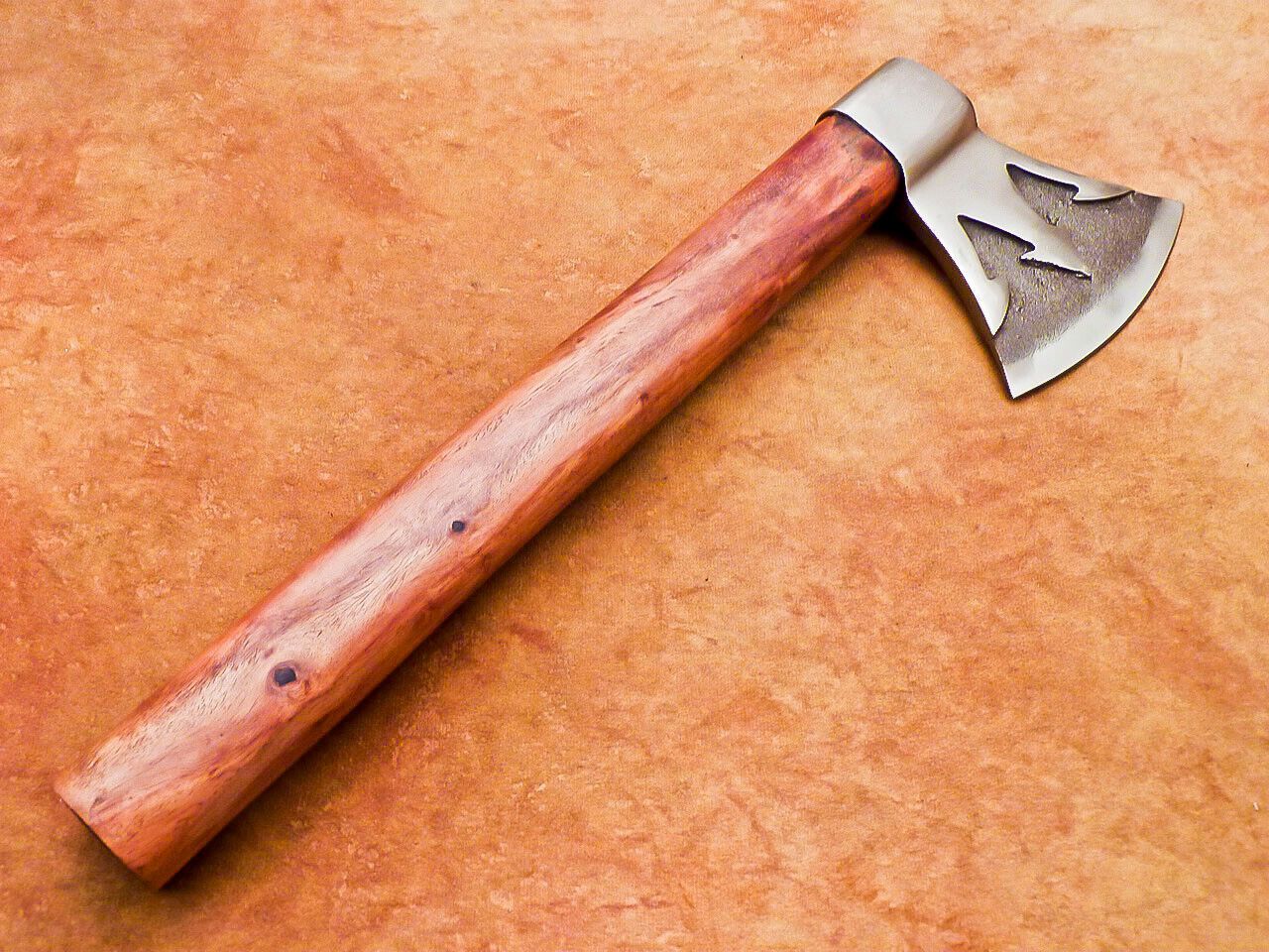 Hand Forged Carbon Steel Viking Bearded Axe 16" Hatchet Tomahawk with Wood Handle and Leather Sheath