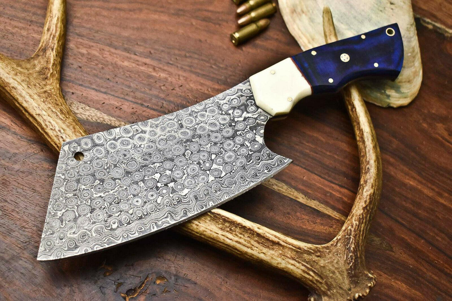 Custom Hand Made Damascus Blade Chef Chopper Knife – Full Tang, Handmade, High-Carbon Steel