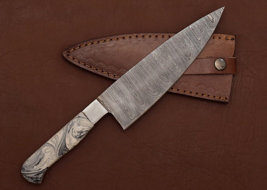 Custom Handmade Damascus Steel Kitchen Chef Fillet Knife with Resin Art Handle
