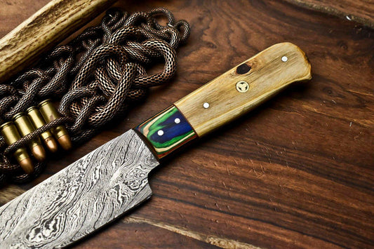 Hand Made Damascus Steel Blade Chef Kitchen Full Tang Knife | 12" Professional Kitchen Knife