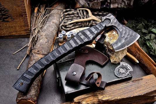 Handmade 19 Inch Viking Axe with 1095 Carbon Steel Blade and Ash Wood Handle