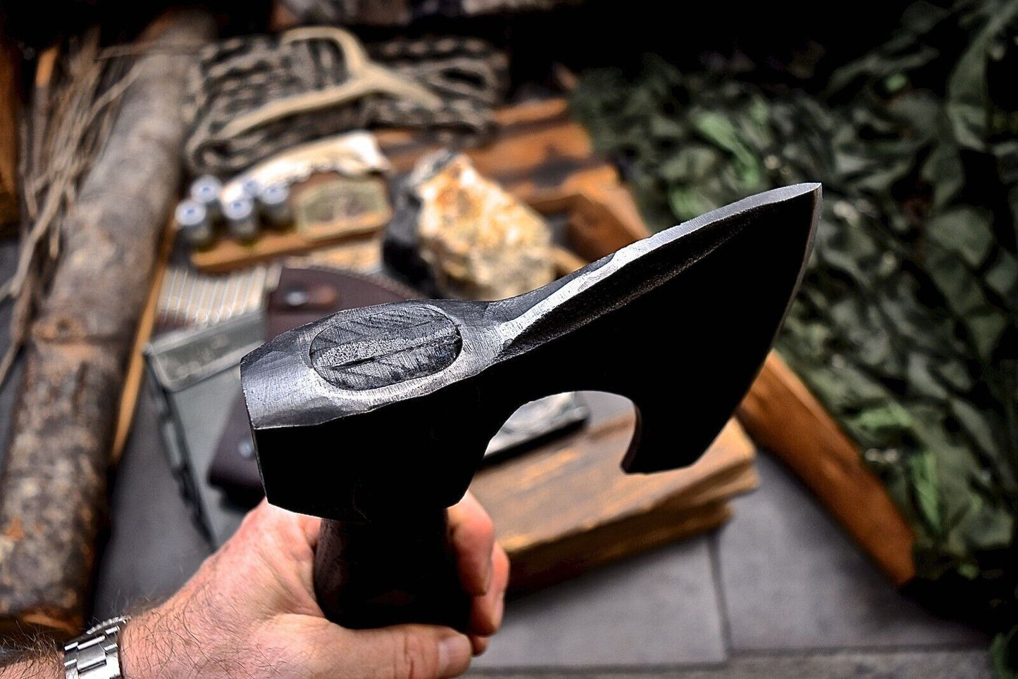 Handmade 19 Inch Viking Axe with 1095 Carbon Steel Blade and Ash Wood Handle