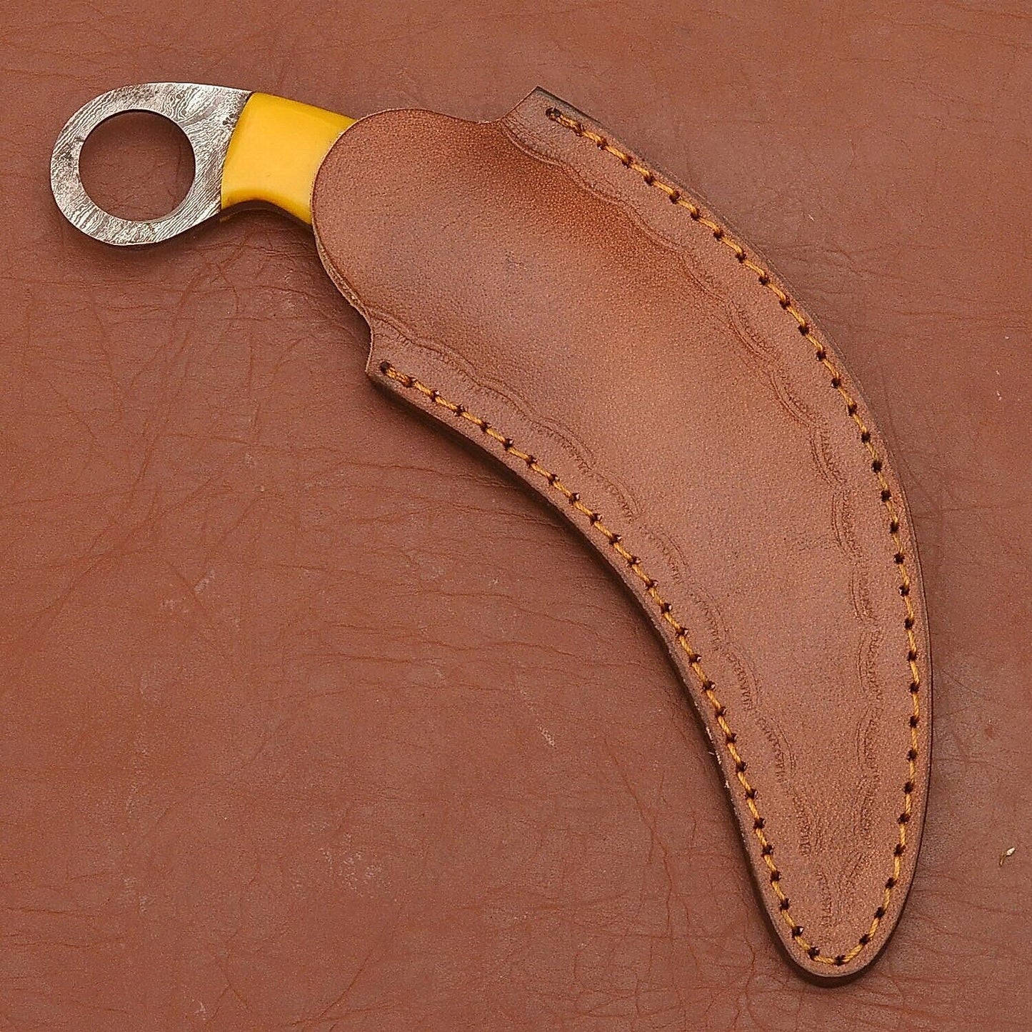 Custom 9"Damascus Karambit Damascus Steel Karambit Knife with Wood and Resin Handle