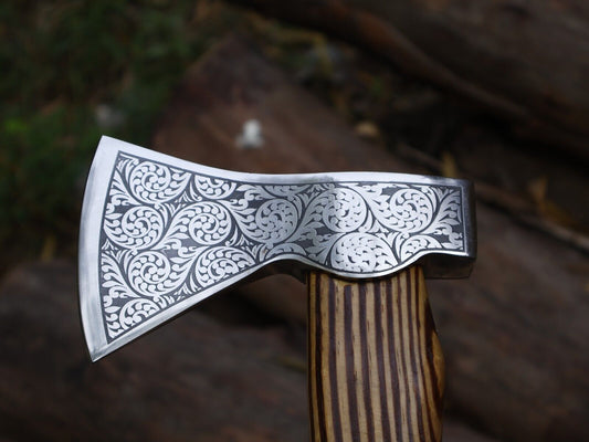 18 Inch Handmade Viking Throwing Axe with Ash Wood Handle and Leather Sheath