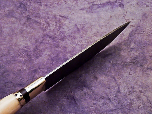 11" Handmade Damascus Chef Knife – Camel Bone Scrimshaw Handle – Bushcraft EDC
