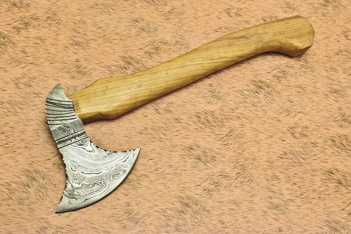 Hand Forged Damascus Steel Pipe Tomahawk Axe with Walnut Handle