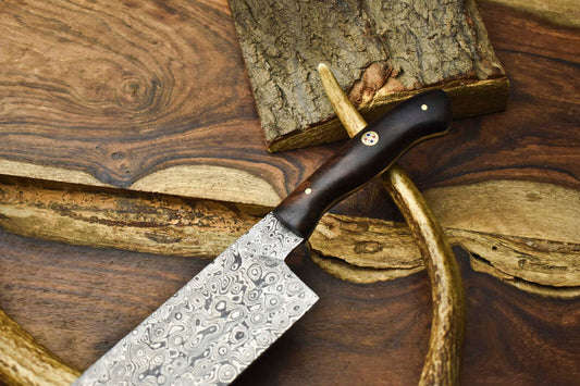 12" Handmade Damascus Steel Chef Knife – Full Tang, Hand Forged