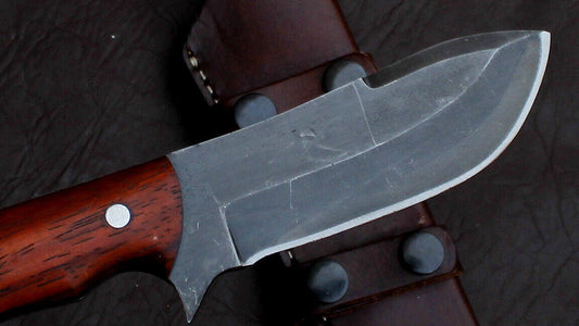 8" Hand Forged D2 Steel Hunting Skinner Fixed Blade Knife Hardwood Handle with Leather Sheath