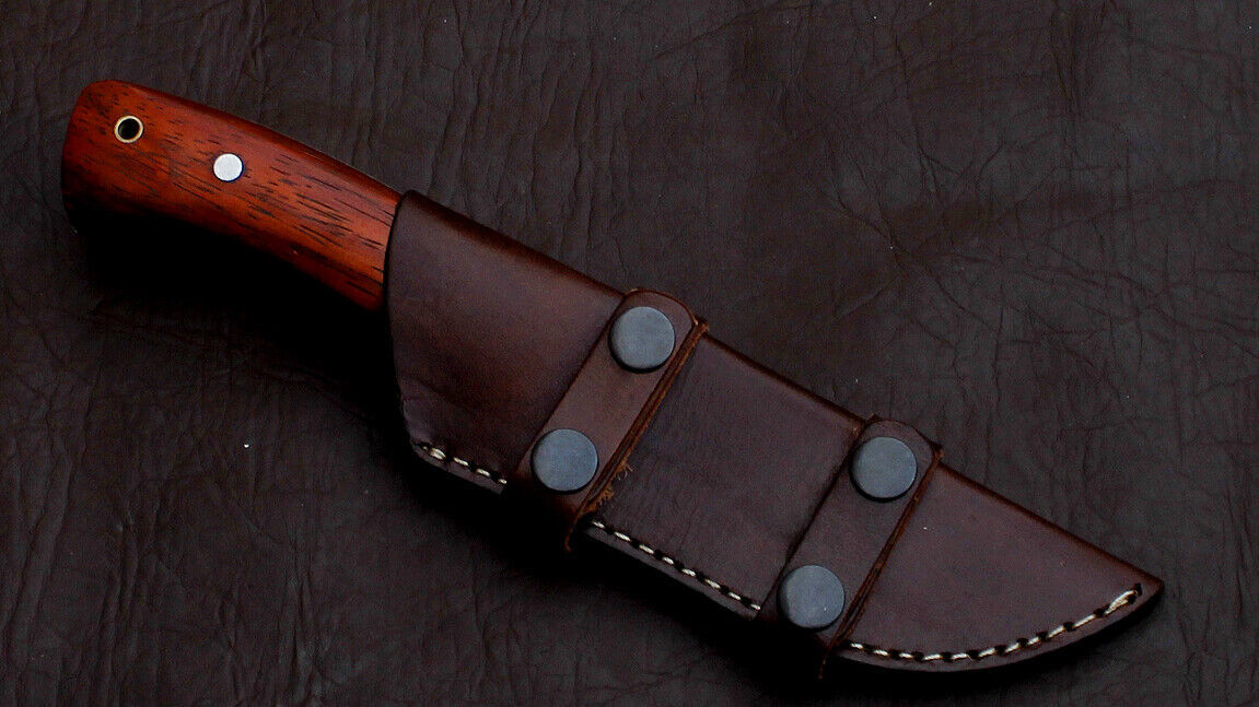 8" Hand Forged D2 Steel Hunting Skinner Fixed Blade Knife Hardwood Handle with Leather Sheath