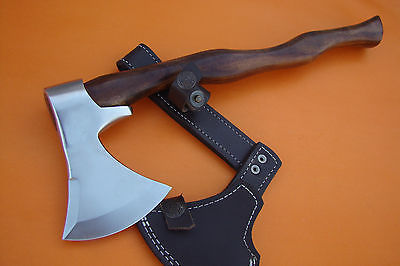 Custom Hand Forged Viking Spike Hawk Tomahawk with Leather Sheath, 15" Overall