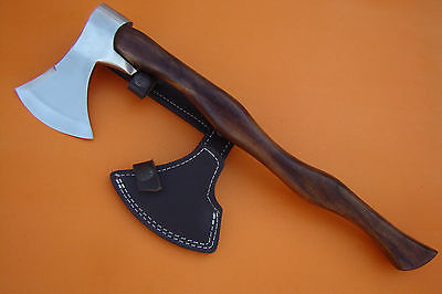 Custom Hand Forged Viking Spike Hawk Tomahawk with Leather Sheath, 15" Overall