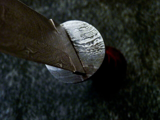 16.5" Damascus Steel Bowie Knife with Natural Wood Handle – Hand Forged Full Tang Blade