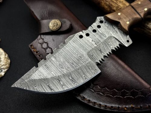 10" Handmade Damascus Steel Tracker Knife – Full Tang Olive Wood Handle Hunting, Survival & Tactical Knife with Sheath