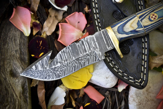 Skinner Knife with Gut Hook and Hardwood Handle – Custom Handmade Hunting Blade