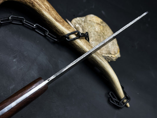 Handmade Damascus Steel Chef Cleaver – Full Tang EDC Kitchen Knife with Wood Handle & Sheath