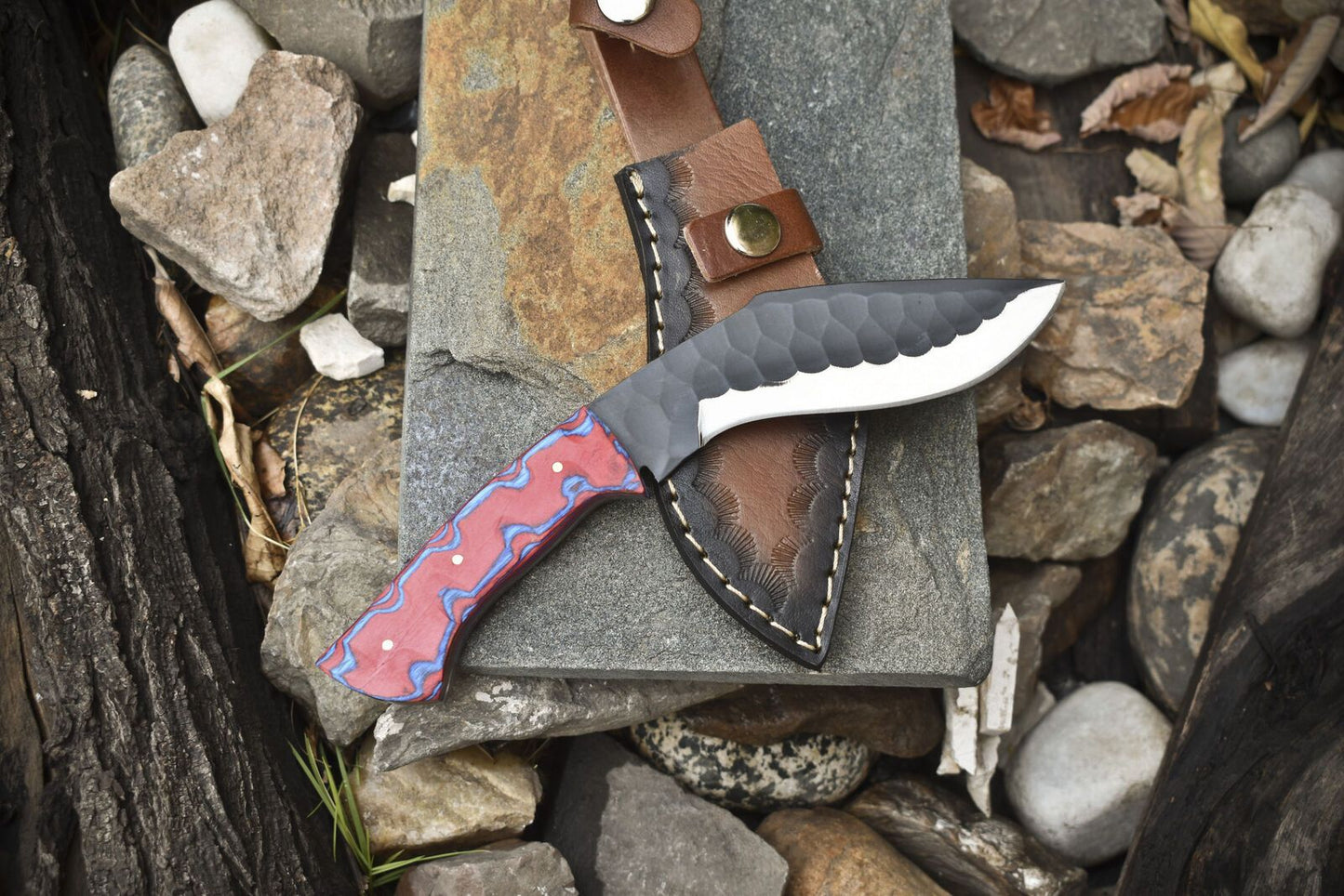 Forged Skinner Knife AUS-8 Steel Hard Wood – Razor Sharp Hunting Blade