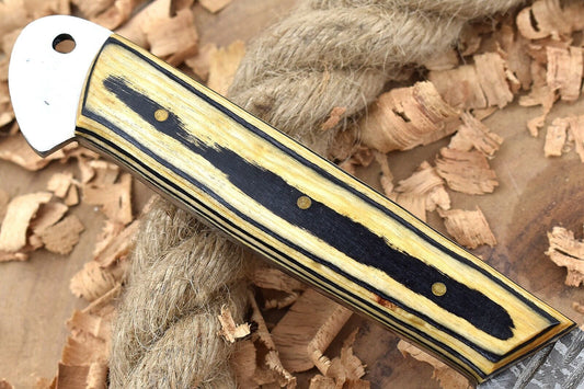 Custom Handmade Forged Damascus Steel Kitchen Chef Knife – Black & White Dollar Thappa Handle