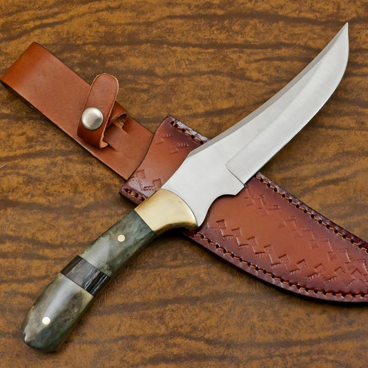 Premium Handmade 12-Inch D2 Steel Full Tang Bowie Hunting Knife with Bone & Wood Grip