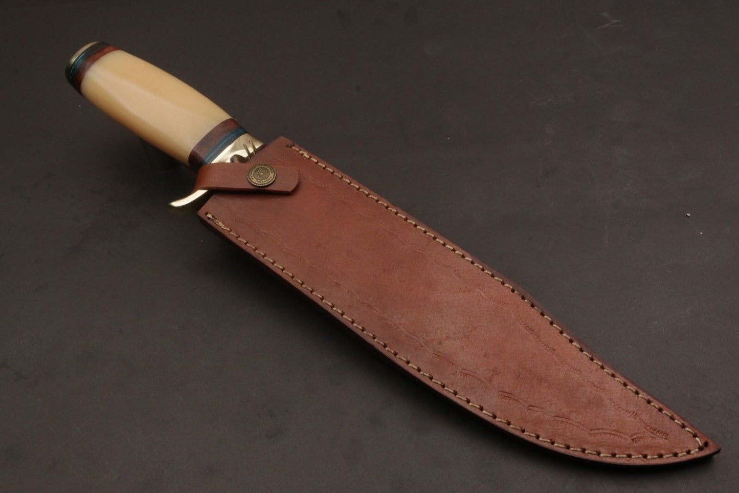 15.5 Inch Custom Handmade Twist Damascus Steel Bowie Knife with Resin Handle by Heritage Forge