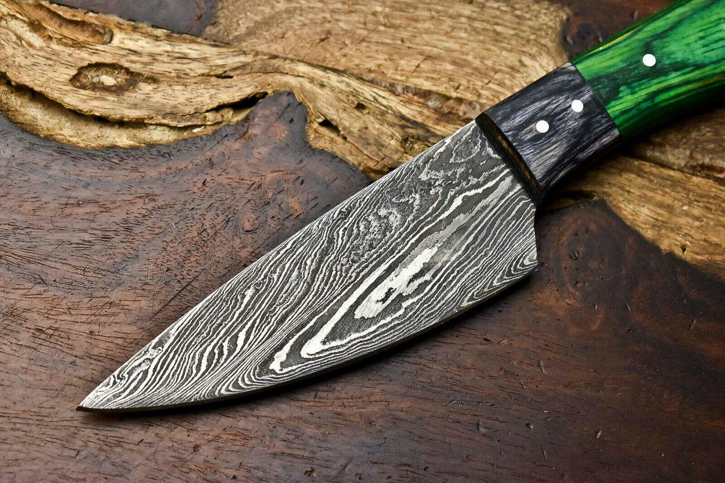 Handmade Damascus Steel Chef Knife – 8" Full Tang Kitchen Knife with Sharp Edge