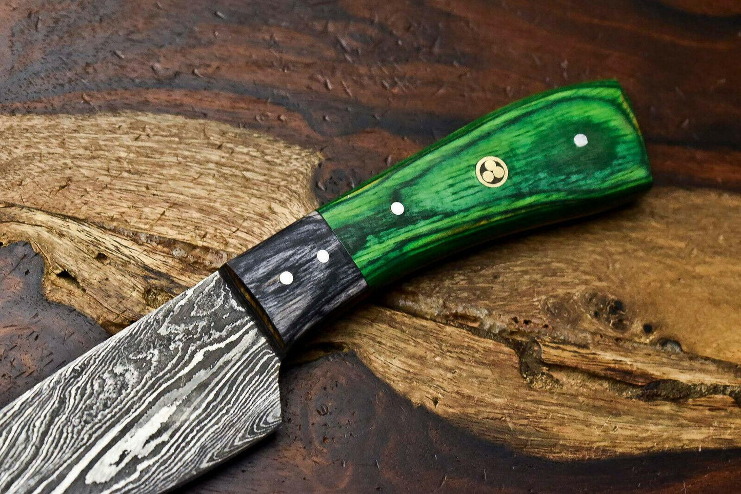 Handmade Damascus Steel Chef Knife – 8" Full Tang Kitchen Knife with Sharp Edge