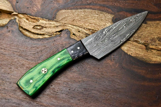 Handmade Damascus Steel Chef Knife – 8" Full Tang Kitchen Knife with Sharp Edge