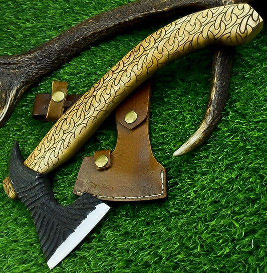 Handmade Viking Axe – Carbon Steel Tomahawk Hatchet with Olive Wood Handle